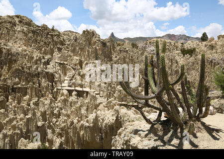 Anzeigen von Valle de Luna in La Paz, Bolivien Stockfoto