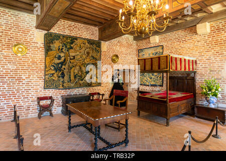 Schlafzimmer von Marguerite de Navarre, Clos Luce, Amboise, Indre-et-Loire Departement, Center-Val de Loire, Frankreich, Europa Stockfoto