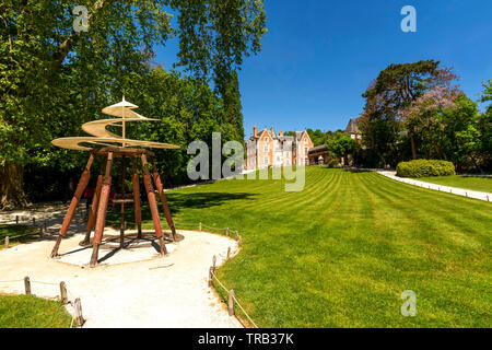 Blick auf den Clos Luce Mansion, letzte Leonardo da Vinci's Home, Amboise, Indre-et-Loire Departement, Center-Val de Loire, Frankreich Stockfoto