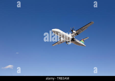 Stockholm, Schweden, 31. Mai 2019. Bh, Braathens Regional Airlines ATR 72-600 (SE-MKA) auf Letzte Annäherung zum Stockholmer Flughafen Bromma mit bereitgestellt Stockfoto