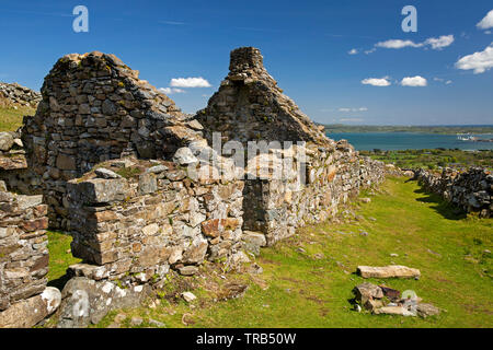 Irland, Co Louth, Halbinsel Cooley, Rooskey, Ruinen von Haus in verlassenen Dorf vor der Hungersnot Stockfoto