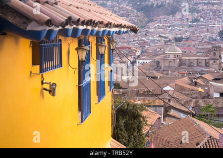 Cusco Luftaufnahme - Blick auf Cusco von der San Blas Region, Peru, Südamerika. Stockfoto