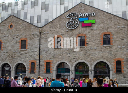 Der Eingang zum 3 Arena, Dublin, Irland. Ursprünglich im Jahr 2008 als Depot eröffnet und umbenannt nach dem Sponsor im Jahr 2014. Stockfoto