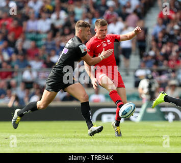 01.06.2019 Twickenham, England. Owen Farrell in Aktion für Sarazenen während der Premiership Final 2019 Spiel zwischen Exeter Rugby und RFC Sarazenen. © Phil Hutchinson/Alamy Stockfoto