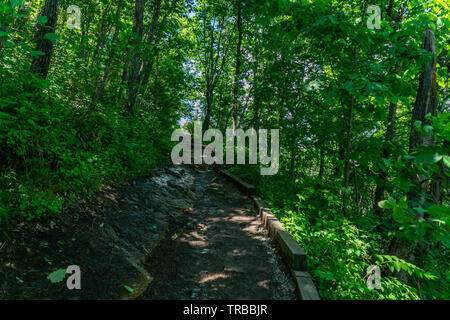 Viel von der Schönheit, die Sie aus wandern Sie ihren Weg bis an die Spitze der Chimney Rock und darüber hinaus sehen. Stockfoto