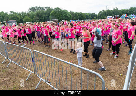 Warrington, Großbritannien. 2. Juni 2019. Rennen für das Leben 2019, Warrington, zugunsten der Krebsforschung Credit: John Hopkins/Alamy leben Nachrichten Stockfoto