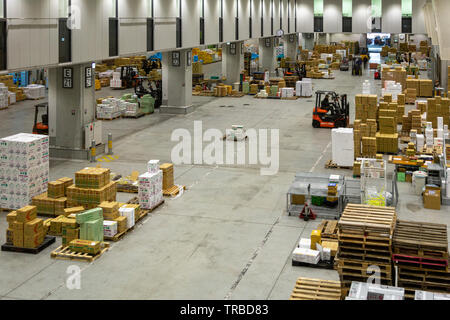 Tokyo, Japan - 23. Februar 2019 - Obstmarkt Arbeiter fleißig arbeiten im Lager, am 23. Februar 2019 in Tokio, Japan. Stockfoto