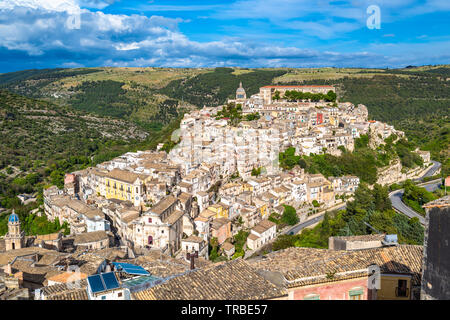 Blick auf die Altstadt von Ragusa Ibla in Sizilien, Italien Stockfoto