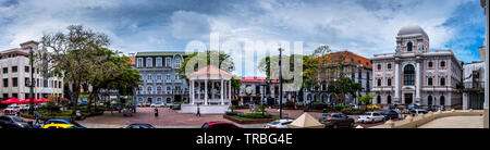 Panorama Blick auf die Plaza de la Independencia Panama City Casco Viejo Stockfoto