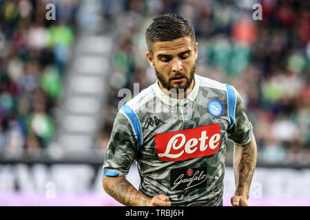 Wolfsburg, Deutschland, 11. August 2018: Napoli Fußballspieler Lorenzo Insigne bei einem Match auf August. Foto von Michele Morrone. Stockfoto