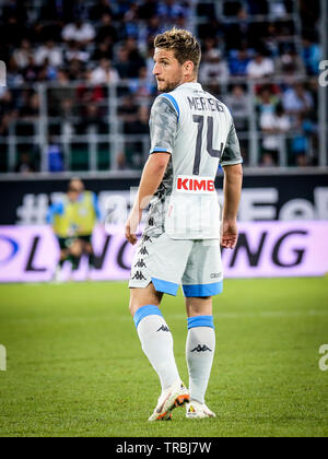 Wolfsburg, Deutschland, 11. August 2018: fussballer Trocknet Mertens während einem Fußballspiel zwischen dem VfL Wolfsburg und SSC Neapel. Stockfoto