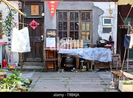 Einen kleinen Einblick in das Leben in einem alten chinesischen Stadt Stockfoto