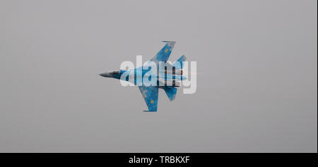 Ukrainische Luftwaffe Su-27 Flanker, RAF Fairford Stockfoto