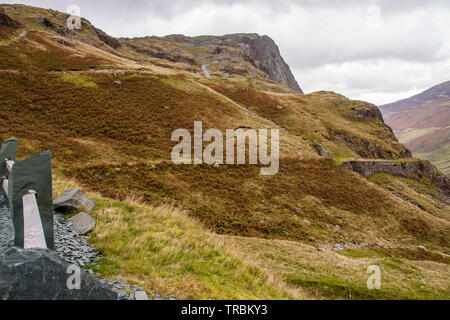 Die beeindruckende Honister Pass im Lake District National Park, Cumbria, England Stockfoto