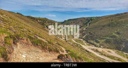 Tin Mine bleibt in der Nähe von St Agnes Kopf in Cornwall, Großbritannien. Dies ist entlang der South West Coastpath und ein Punkt von Interesse in der Gegend. Stockfoto