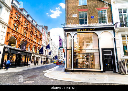Mayfair Givenchy Store und New Bond Street London, Großbritannien Stockfoto