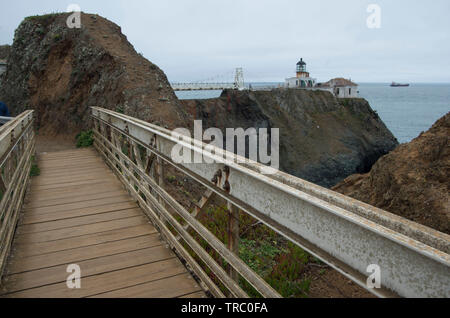 Point Bonita Leuchtturm befindet sich auf der Spitze des Point Bonita in den Marin Headlands. Es wurde 1981 automatisiert. Stockfoto