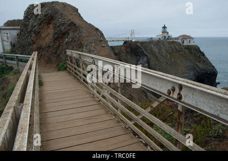 Point Bonita Leuchtturm befindet sich auf der Spitze des Point Bonita in den Marin Headlands. Es wurde 1981 automatisiert. Stockfoto