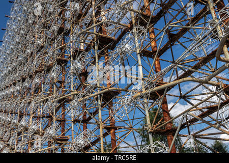 Grundriss der Antenne der Sowjetischen OTH - Radar Duga, wie in Tschernobyl-2 bekannt, Sperrzone von Tschernobyl, Ukraine Stockfoto