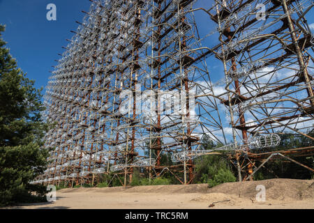 Grundriss der Antenne der Sowjetischen OTH - Radar Duga, wie in Tschernobyl-2 bekannt, Sperrzone von Tschernobyl, Ukraine Stockfoto