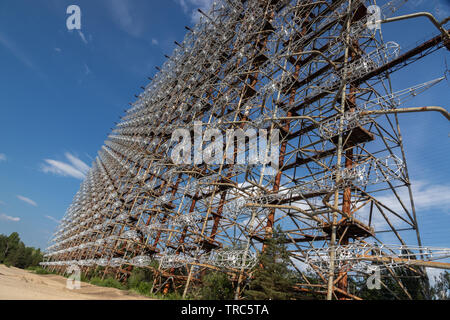 Grundriss der Antenne der Sowjetischen OTH - Radar Duga, wie in Tschernobyl-2 bekannt, Sperrzone von Tschernobyl, Ukraine Stockfoto