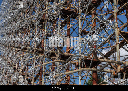 Grundriss der Antenne der Sowjetischen OTH - Radar Duga, wie in Tschernobyl-2 bekannt, Sperrzone von Tschernobyl, Ukraine Stockfoto
