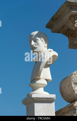 Büste von Christoph Kolumbus im 'El Templete" ein Museum an der Plaza de Armas, Habana Vieja oder Altstadt, Havanna, Kuba Stockfoto