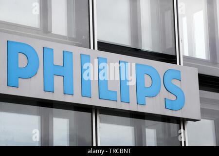 Köln, Deutschland - Juli 2, 2017: Philips Logo. Philips ist ein niederländisches Unternehmen mit Hauptsitz in Amsterdam. Stockfoto