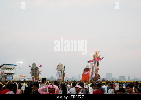 Blick auf CHOWPATTY AUF DIE IMMERSION TAG DER GANAPATI FESTIVAL IN MUMBAI. Stockfoto