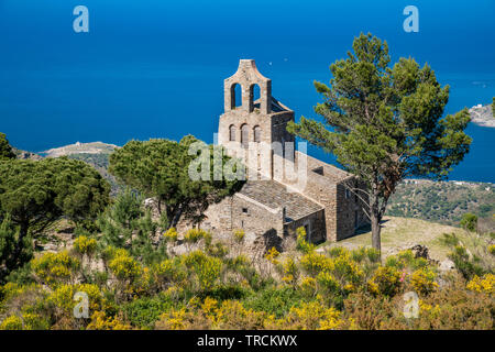 Santa Helena de Roda Kirche, El Port de la Selva, Costa Brava, Katalonien, Spanien Stockfoto