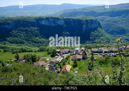 Panorama, Lacoux, Ain, Frankreich Stockfoto