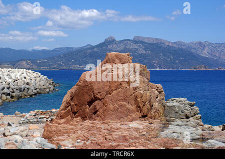 Arbatax, Sardinien, Italien. Red Rocks Stockfoto