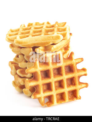 Klassische Belgische Waffeln isoliert auf weißem Hintergrund Stockfoto