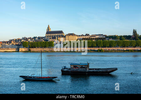 Stadt Blois und Cathédrale Saint-Louis auf der Loire, Blois, Loir-et-Cher Abteilung, Center-Val de Loire, Frankreich, Europa Stockfoto