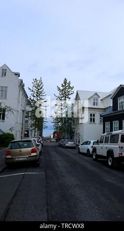 Ruhigen Straße in Reykjavik. Stockfoto