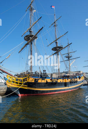 Etoile du Roy (bisher als die Grand Turk bekannt) ist eine Replik von einem Schiff, das in der Schlacht von Trafalgar. Stockfoto