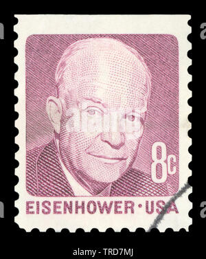 Vereinigte STAATEN VON AMERIKA - ca. 1971: einen gebrauchten Briefmarke aus den USA, zeigt ein Porträt des ehemaligen US-Präsidenten Dwight D. Eisenhower, circa 1971. Stockfoto