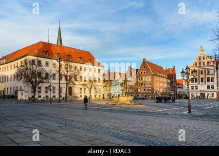 Lüneburg, Deutschland - November 06, 2018: Blick auf den Marktplatz in Lüneburg Stockfoto