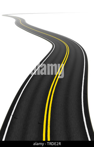 3D Computer Grafik, gebogene Autobahn Straße, die einen Pfad zu einem definierten Ziel Stockfoto
