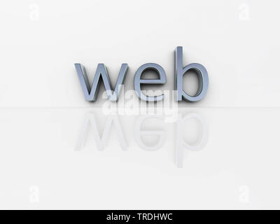 3D Computer Grafik, Illustration des Wortes WEB in grauer Farbe auf weißem Hintergrund Stockfoto