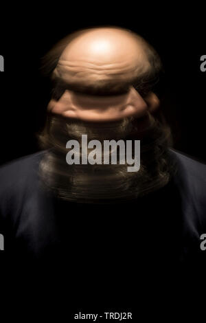 Motion blur Portrait eines bärtigen Glatze Mann Stockfoto