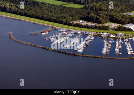 Flevo Marina in Ijsselmeer, Luftbild, Niederlande, Lelystadt Stockfoto