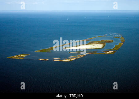 Künstliche Bird Island De Kreupel im Ijsselmeer, Luftbild, Niederlande, Nördliche Niederlande, De Kreupel Stockfoto