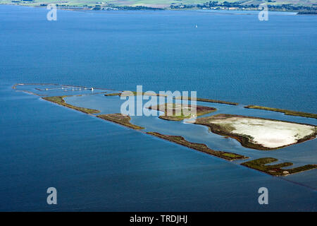 Künstliche Bird Island De Kreupel im Ijsselmeer, Luftbild, Niederlande, Nördliche Niederlande, De Kreupel Stockfoto