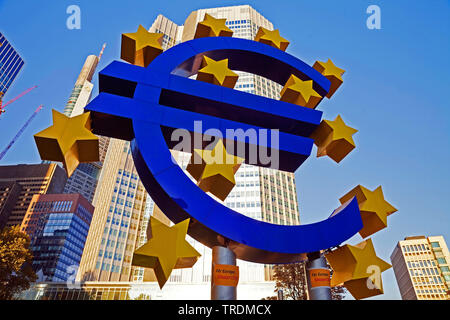 Euro Lichtskulptur, Deutschland, Hessen, Frankfurt am Main Stockfoto