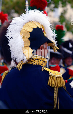 Soldaten und Officier des Napoleon Bonaparte Armee im 19. Jahrhundert, Frankreich, Korsika, Ajaccio Stockfoto