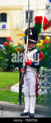 Soldat der Napoleon Bonaparte Armee im 19. Jahrhundert, Frankreich, Korsika, Ajaccio Stockfoto