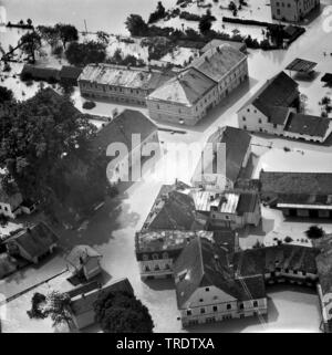 Überschwemmungsgebiet im Bereich der Sulbach/Inn, Luftaufnahme des Jahres 1959, Deutschland, Bayern, Niederbayern, Oberbayern, Sulzbach am Inn