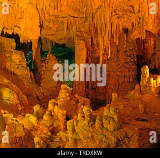 Tropfsteinhöhlen die Höhle von Neptun Grotte, Italien, Sizilien, Capo Caccia, Alghero Stockfoto