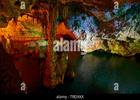 Tropfsteinhöhlen die Höhle von Neptun Grotte, Italien, Sizilien, Capo Caccia, Alghero Stockfoto